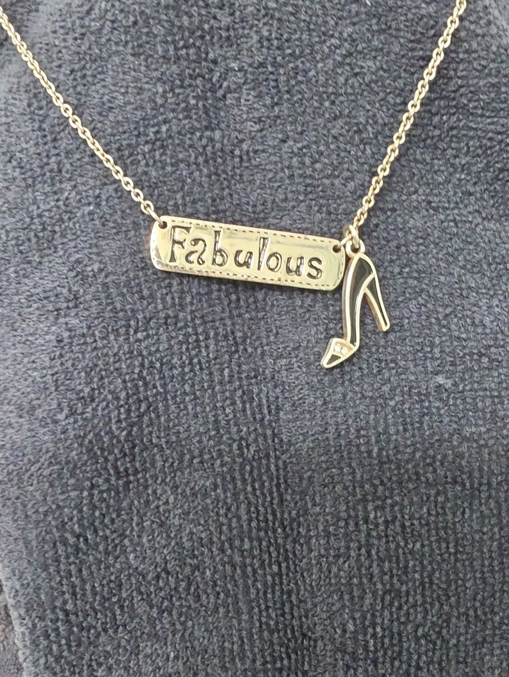 Brighton Gold-Tone 'Fabulous' Nameplate Necklace with High Heel Charm